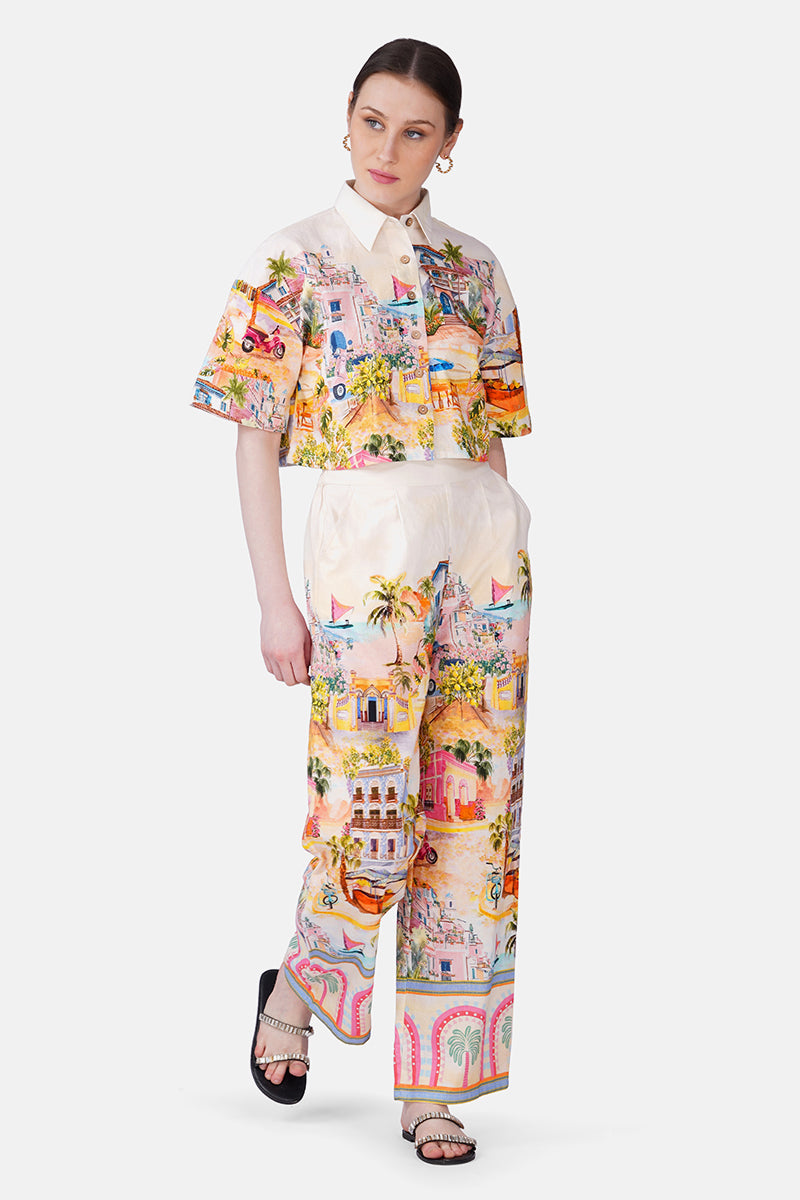 Summer Escape Vacation Print Crop Shirt | View 3