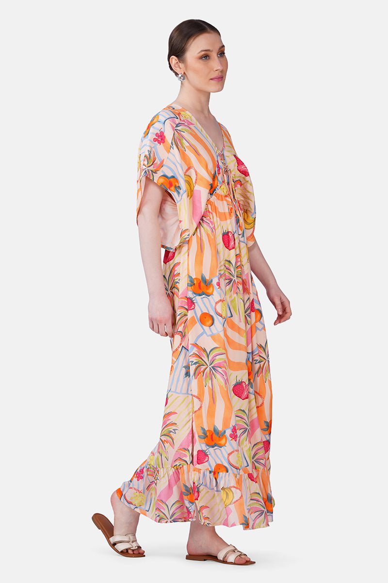 America & Beyond Women's Berry Pop Maxi Dress