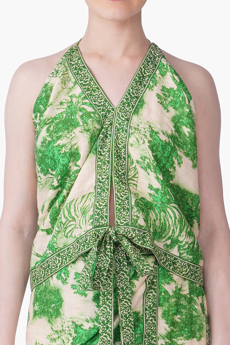 Green Forest Safari Print Top