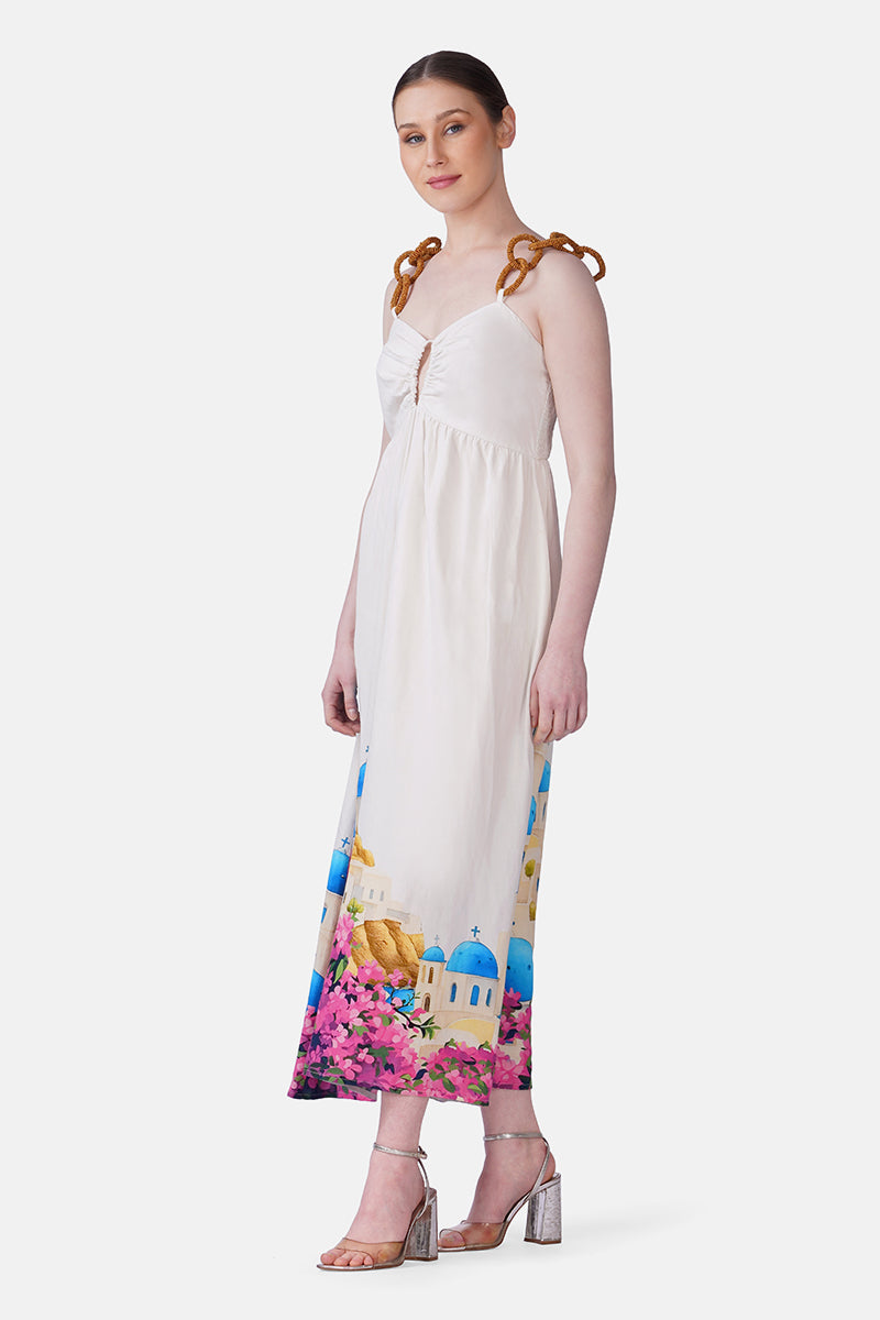 Santorini Dream Print Long Dress