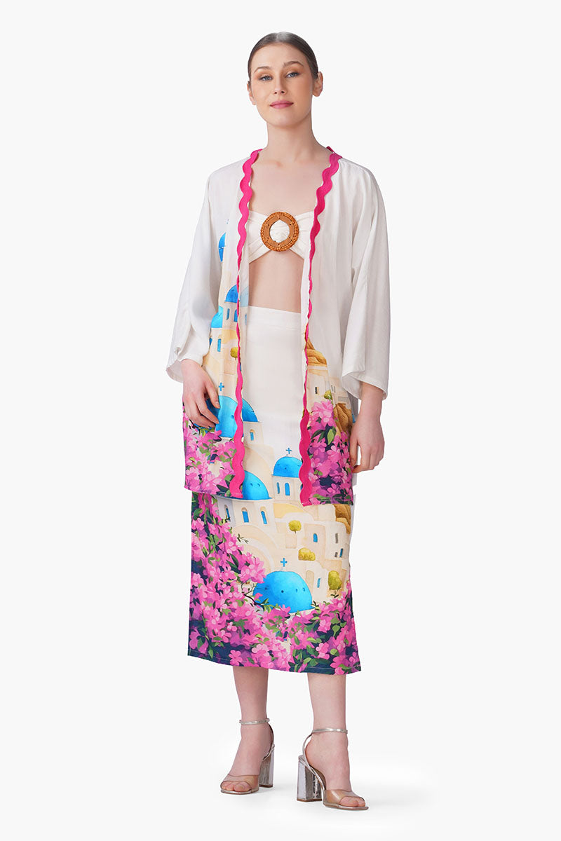 Santorini Dream Print Skirt