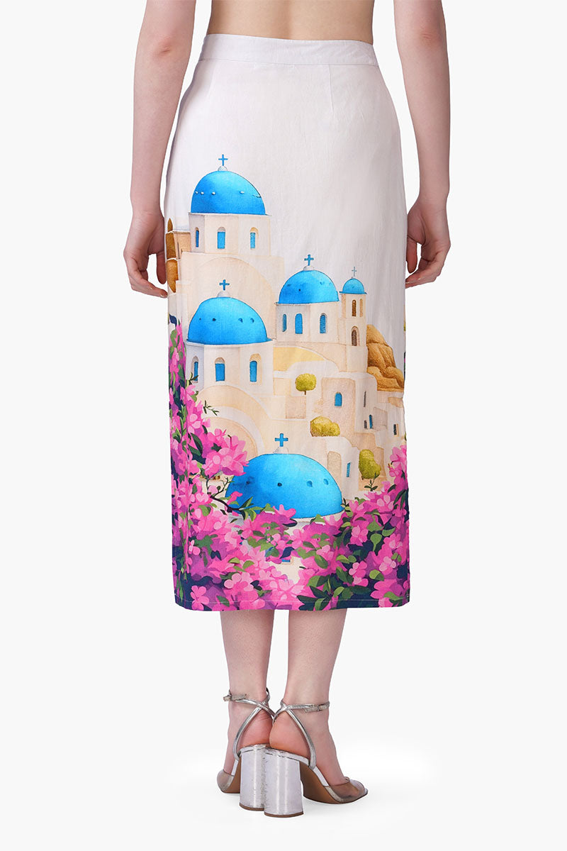 Santorini Dream Print Skirt