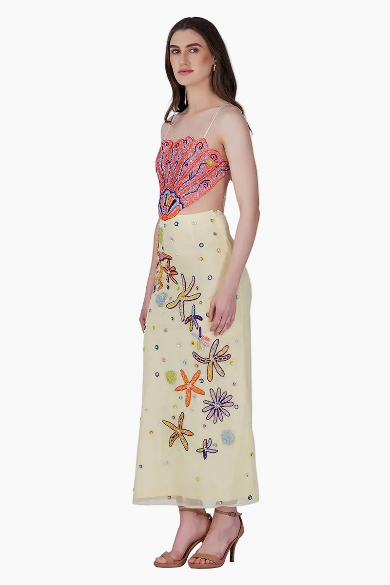 Multi Shell Sunlit Embellished Dress | View 3