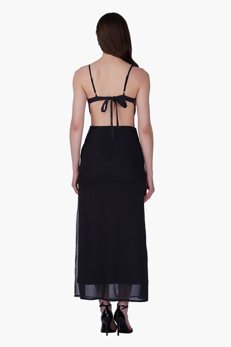 Multi Shell Black Embellished Dress | View 4