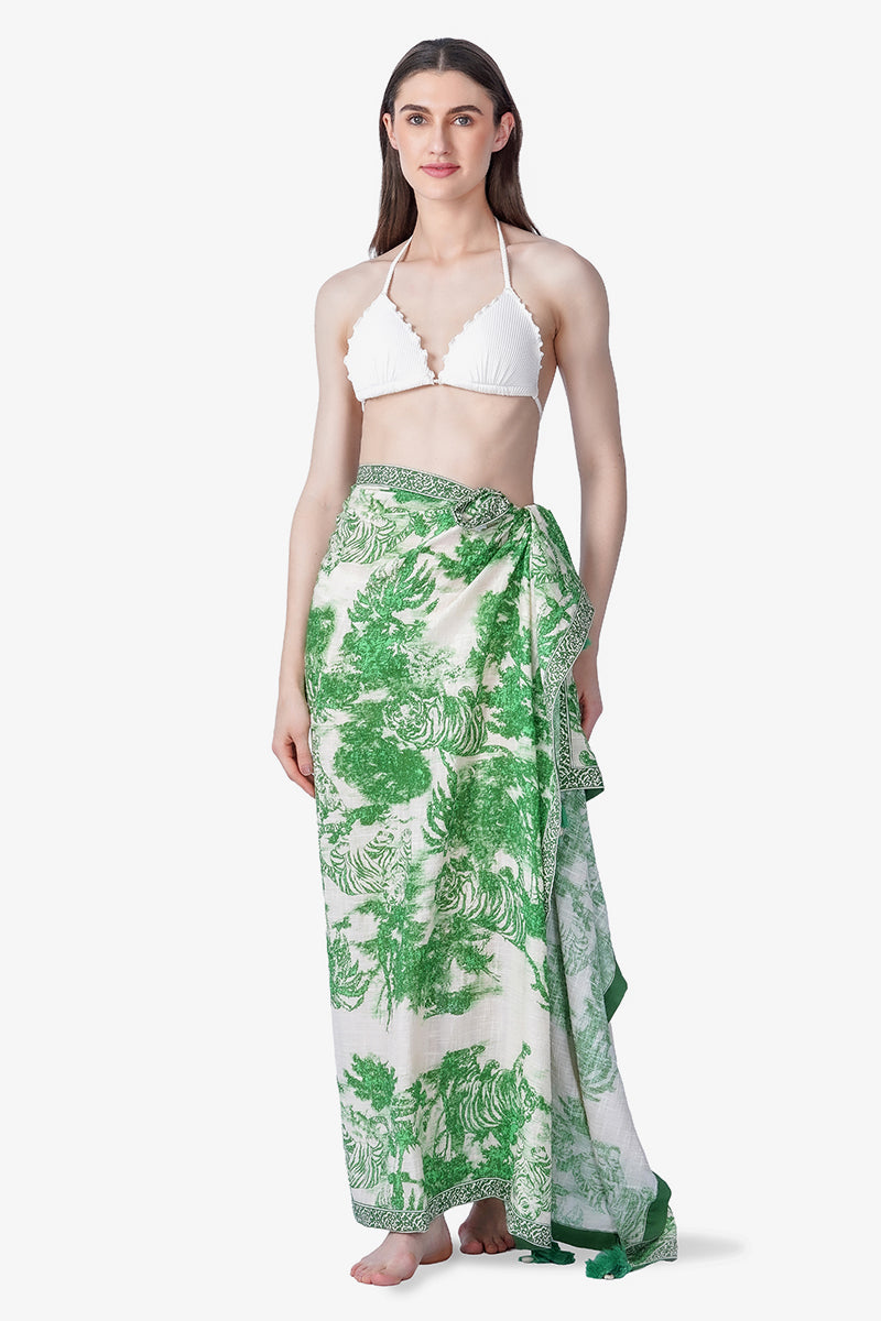 Green Forest Safari Print Sarong