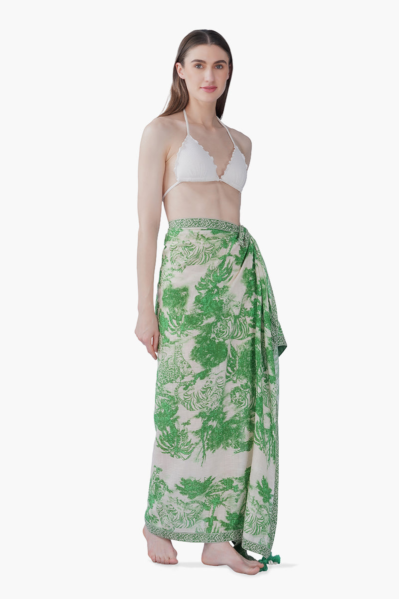 Green Forest Safari Print Sarong | View 3