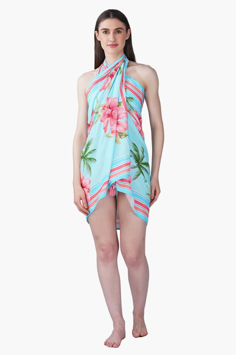 Scarlet Hibiscus Print Sarong | View 2