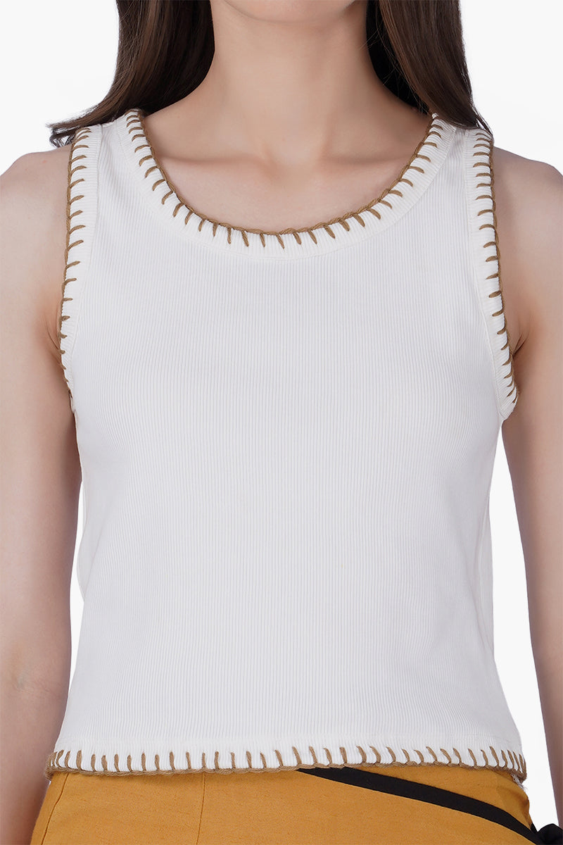 White Essential Sleeveless Top | View 5