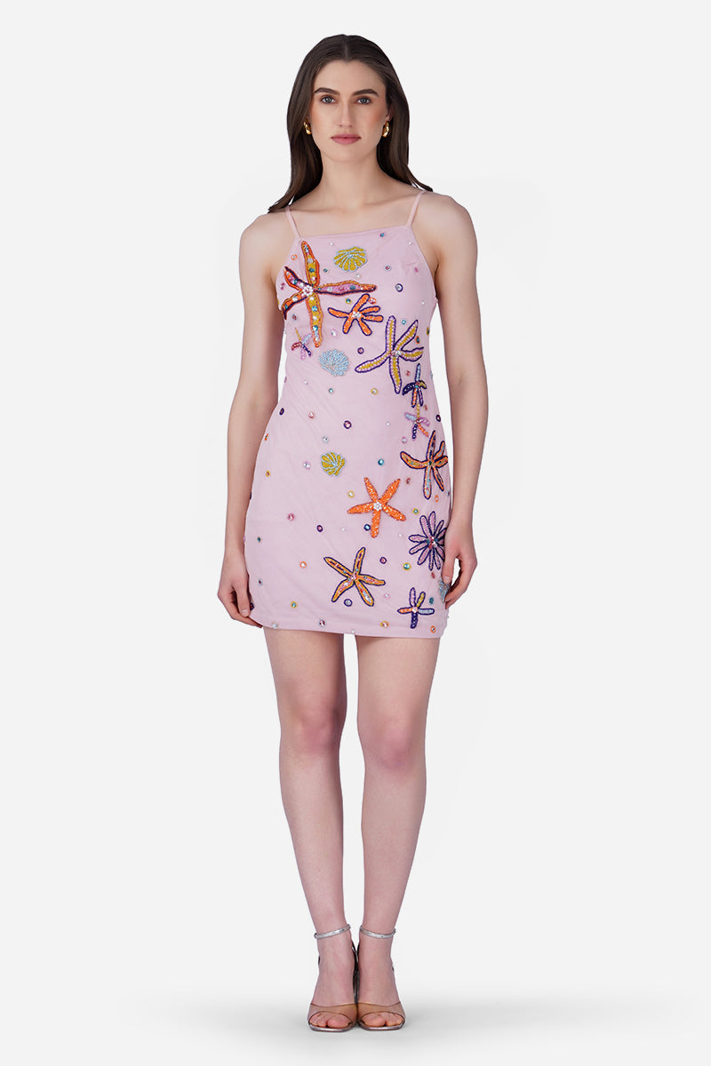 Pink Ocean Jewel Embellished Dress | View 1