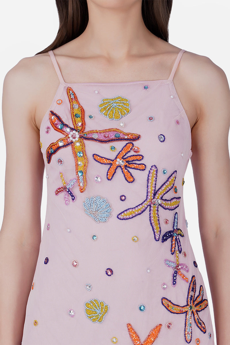 Pink Ocean Jewel Embellished Dress | View 5