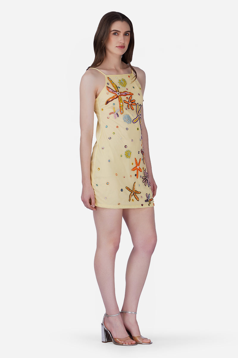 Yellow Ocean Jewel Embellished Dress | View 2