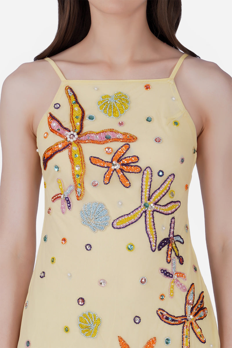Yellow Ocean Jewel Embellished Dress | View 5