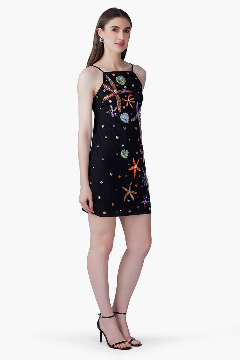 Black Ocean Jewel Embellished Dress