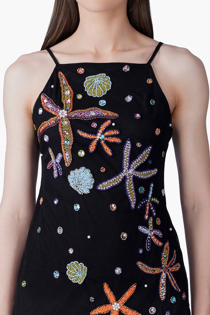 Black Ocean Jewel Embellished Dress