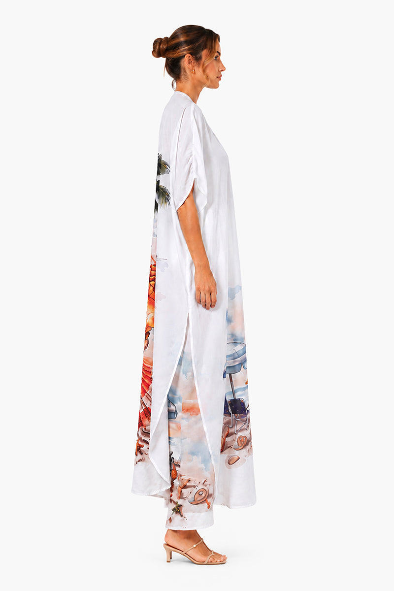 Artisan Coastal Print Embellished Cover Up | View 3