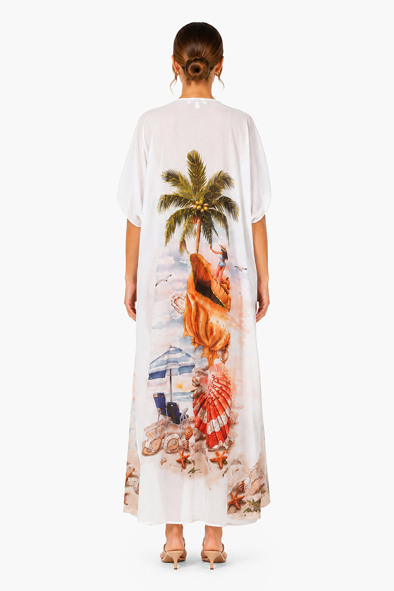 Artisan Coastal Print Embellished Cover Up | View 4