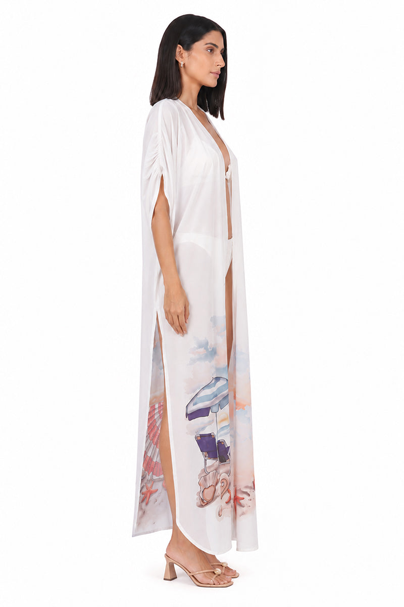 Artisan Coastal Print Embellished Cover Up | View 4