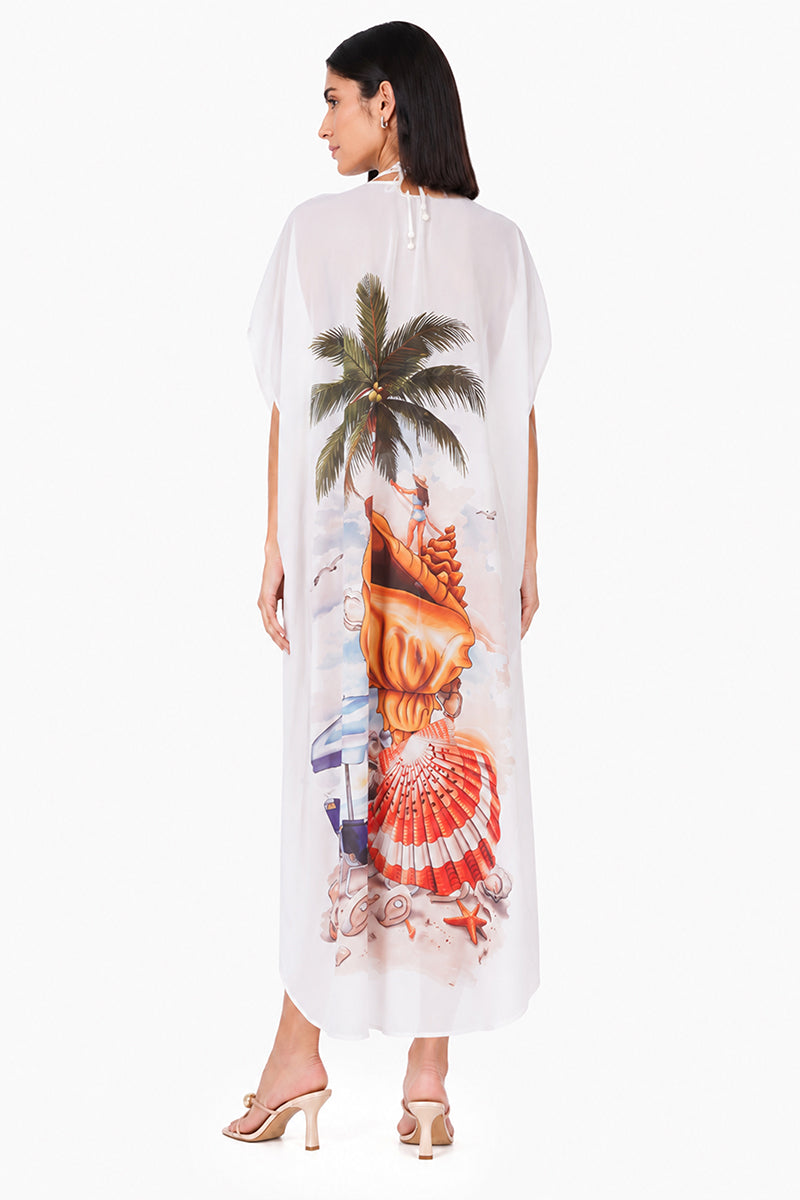Artisan Coastal Print Embellished Cover Up | View 5