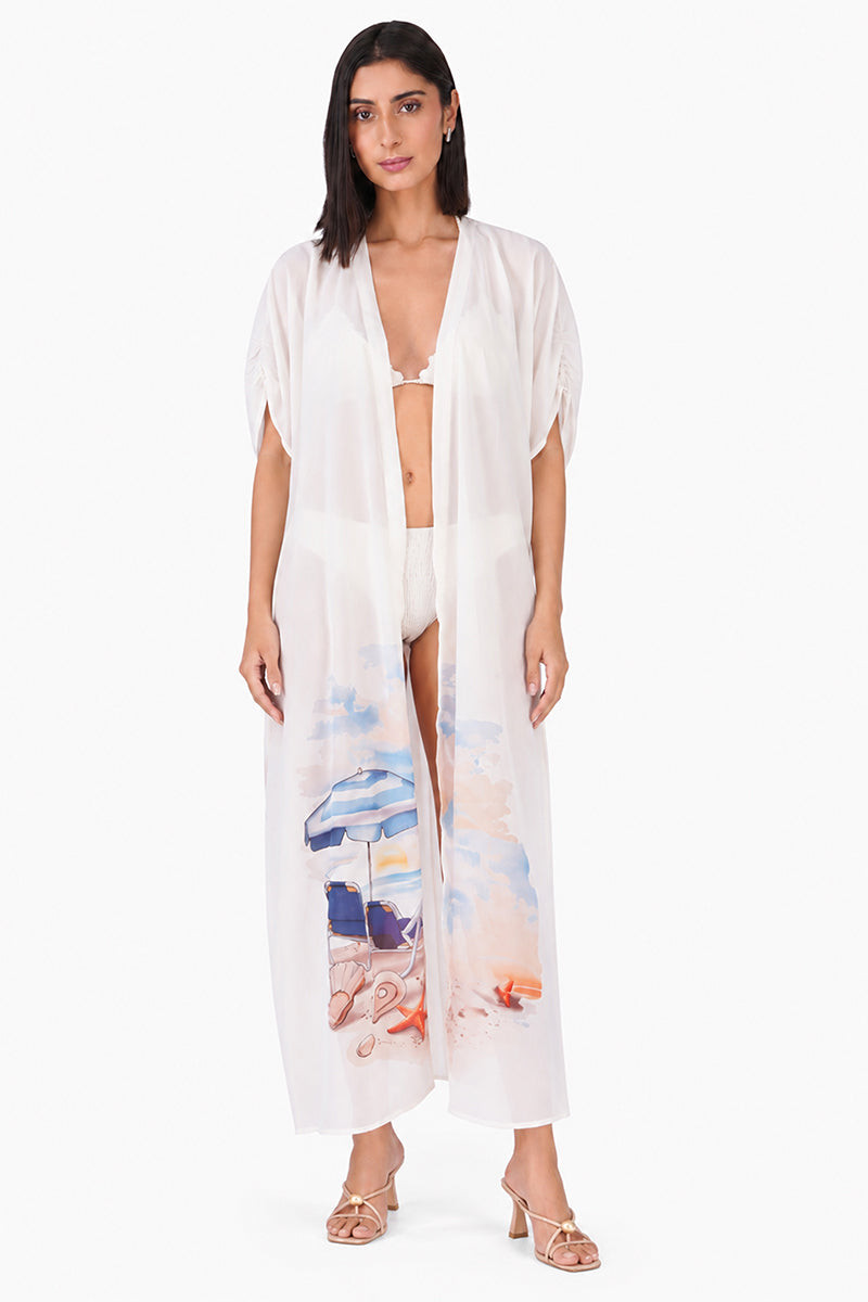 Artisan Coastal Print Embellished Cover Up | view 2