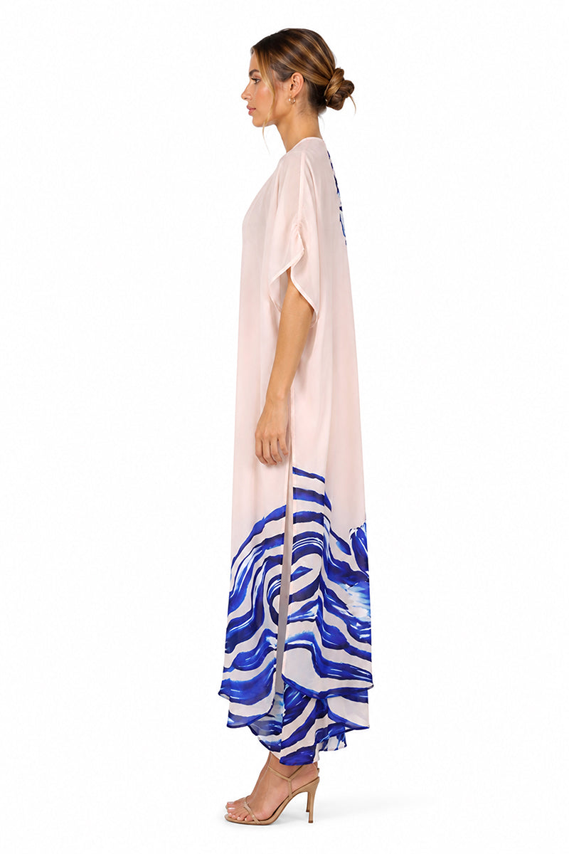 Ocean Print Navy Cover Up | View 3