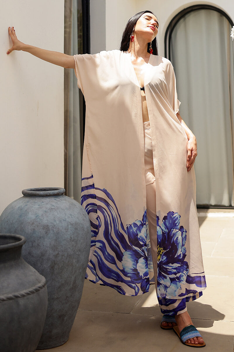 Ocean Print Navy Cover Up