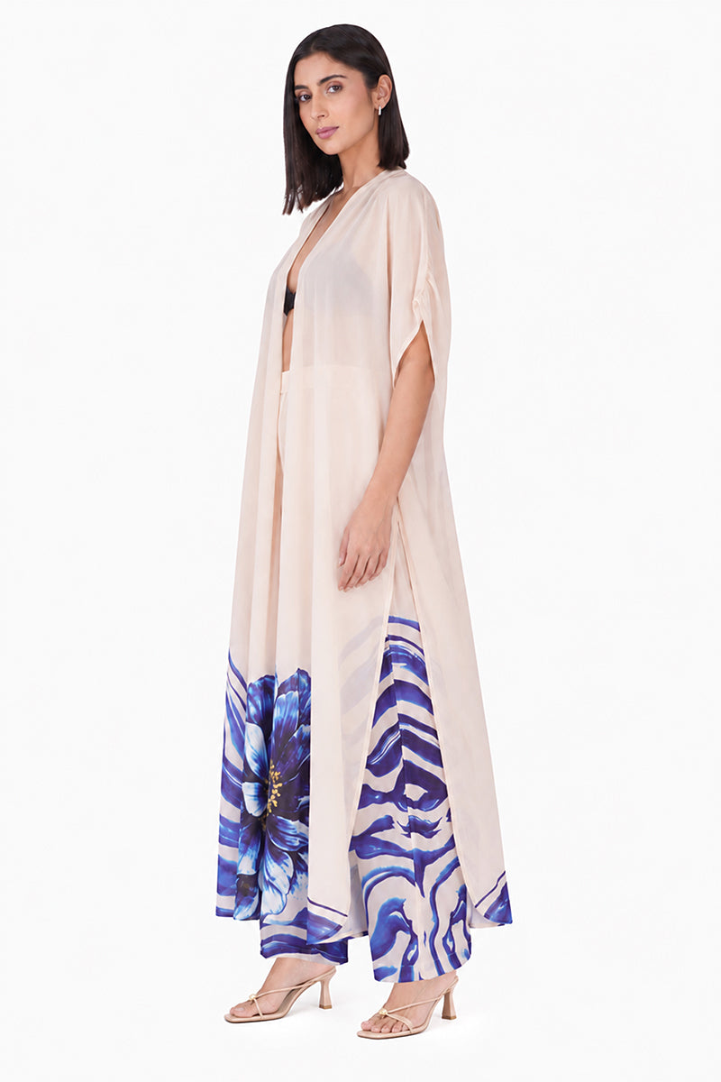 Ocean Print Navy Cover Up | View 3