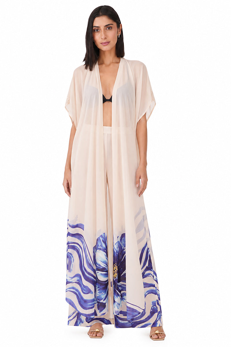 Ocean Print Navy Cover Up