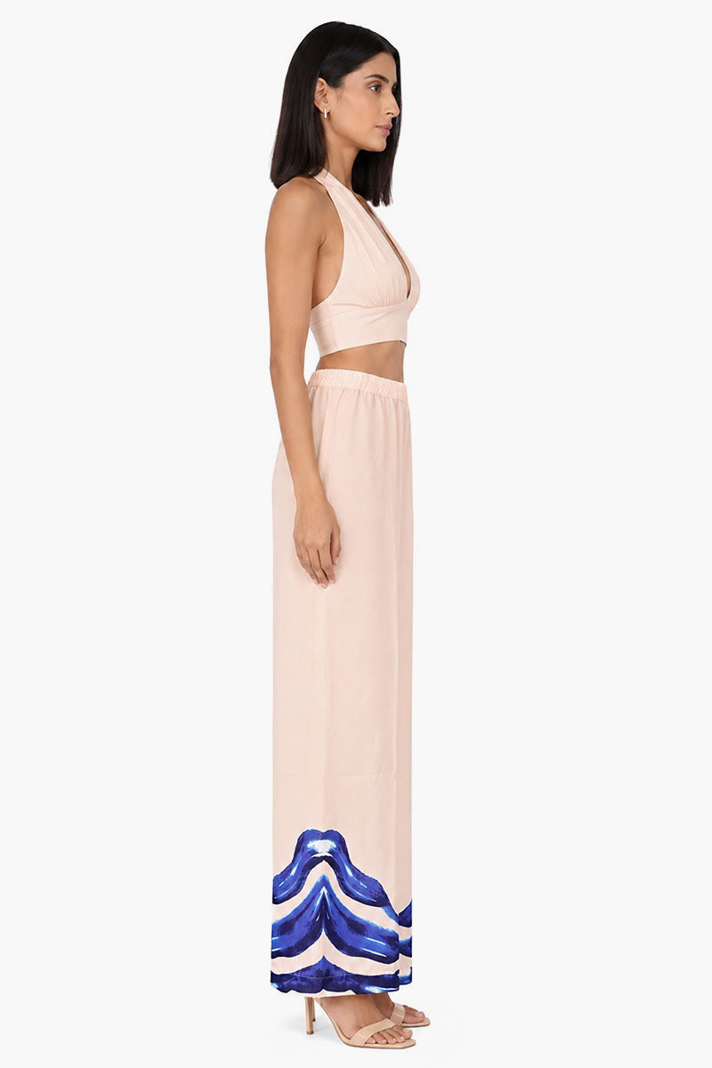 Ocean Print Navy Embellished Pant | view 2