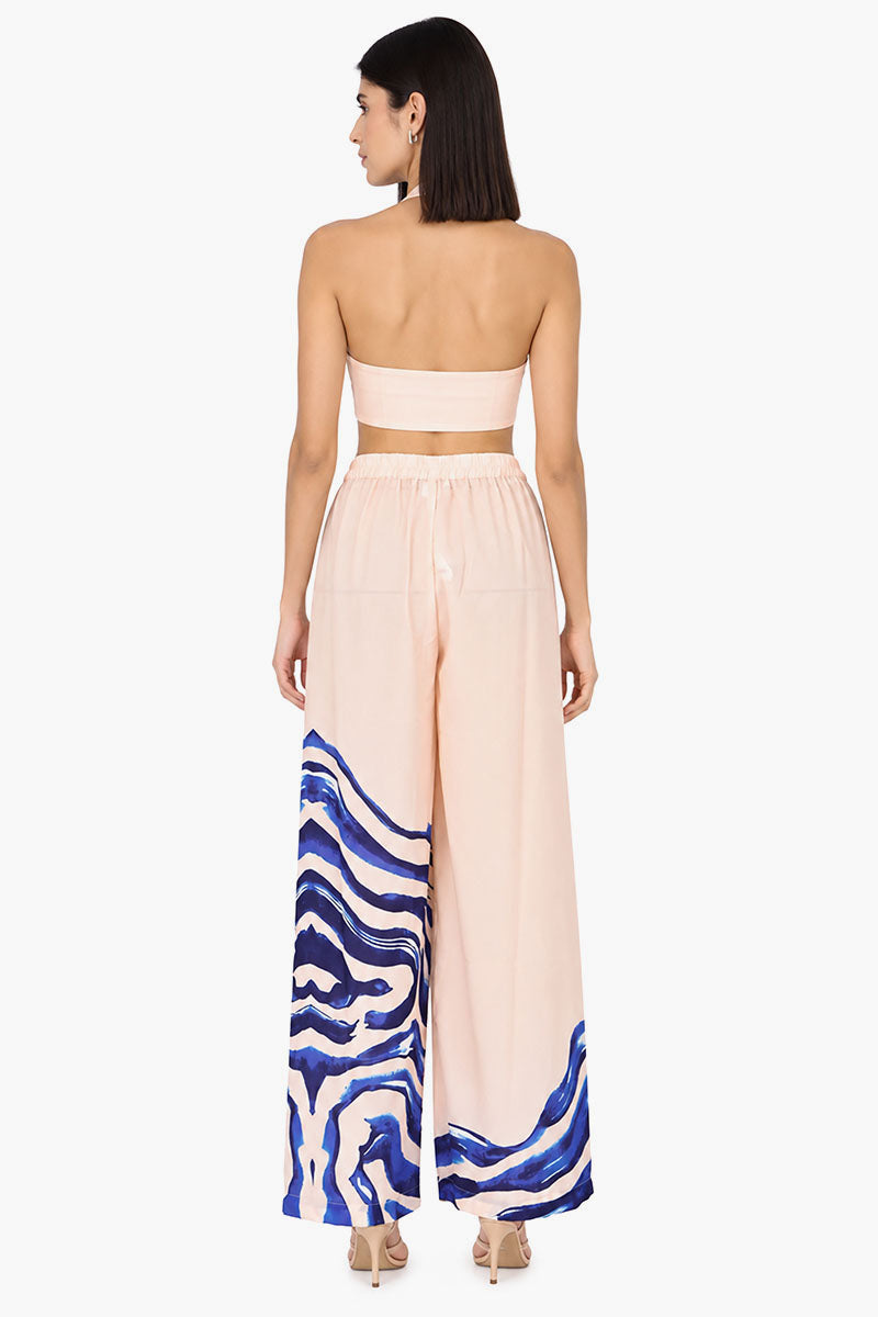 Ocean Print Navy Embellished Pant | View 4