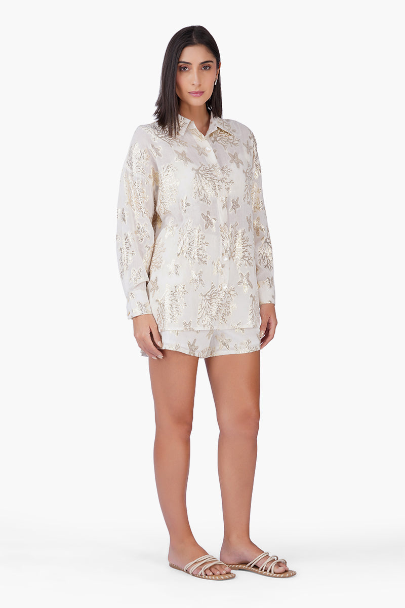 Shoreline Shimmer Button Down Shirt | View 3