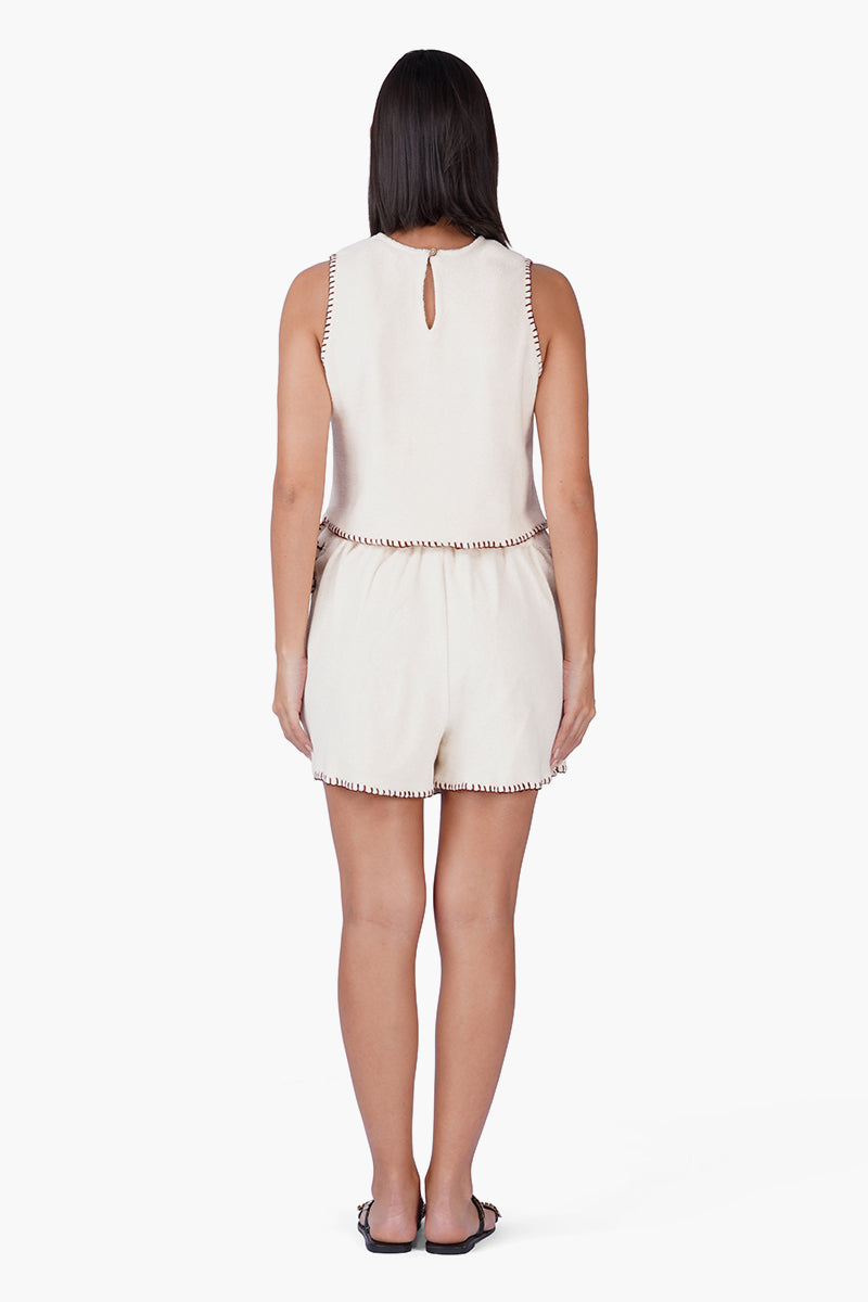 Palm Embroidered Seaside Terry Top | View 5