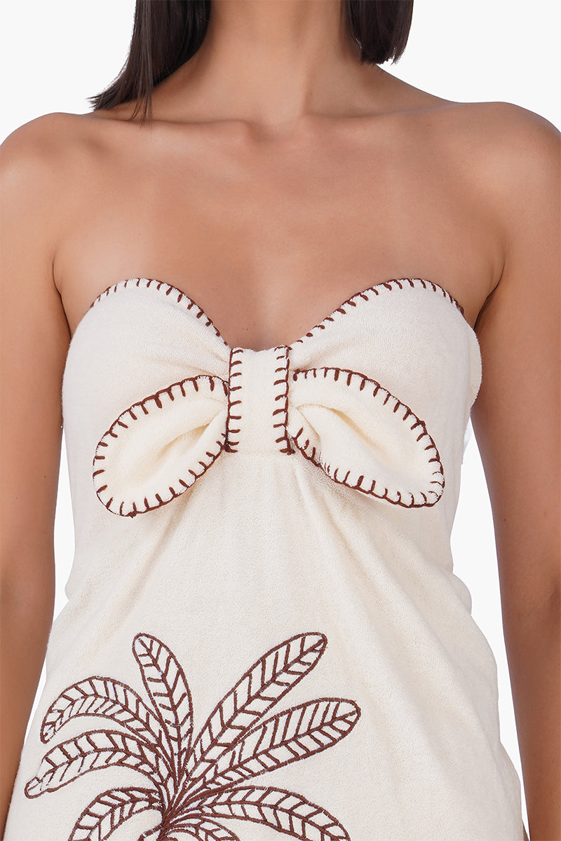 Palm Embroidered Seaside Terry Short Dress | View 6