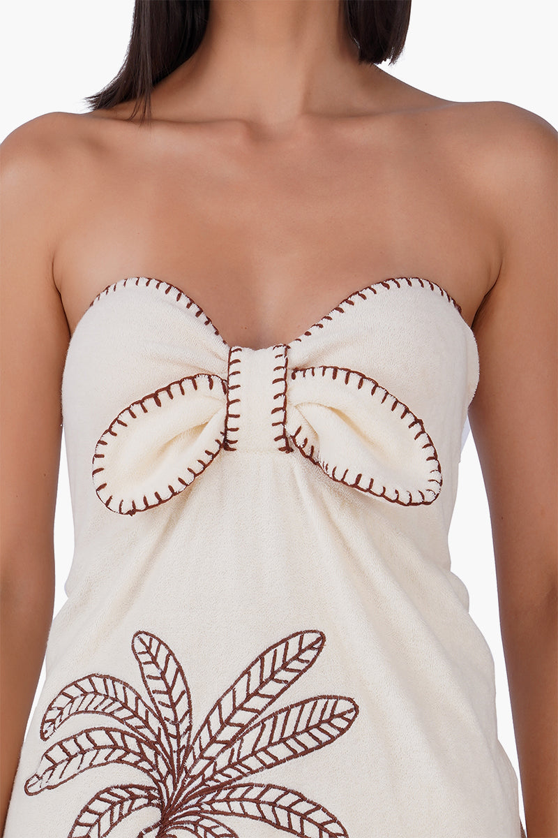 Palm Embroidered Seaside Terry Short Dress