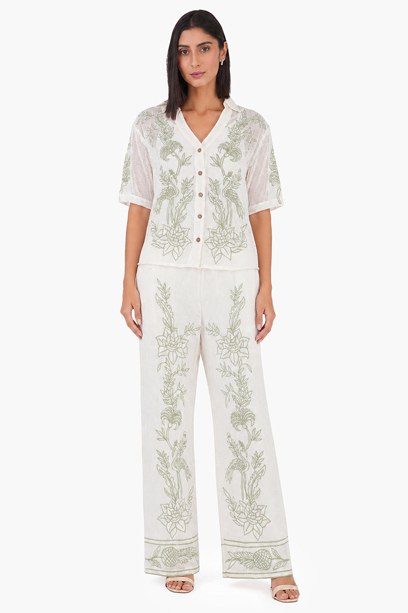 White Garden Muse Embroidered Lace Shirt