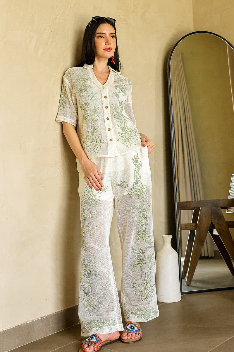 White Garden Muse Embroidered Lace Shirt | View 1