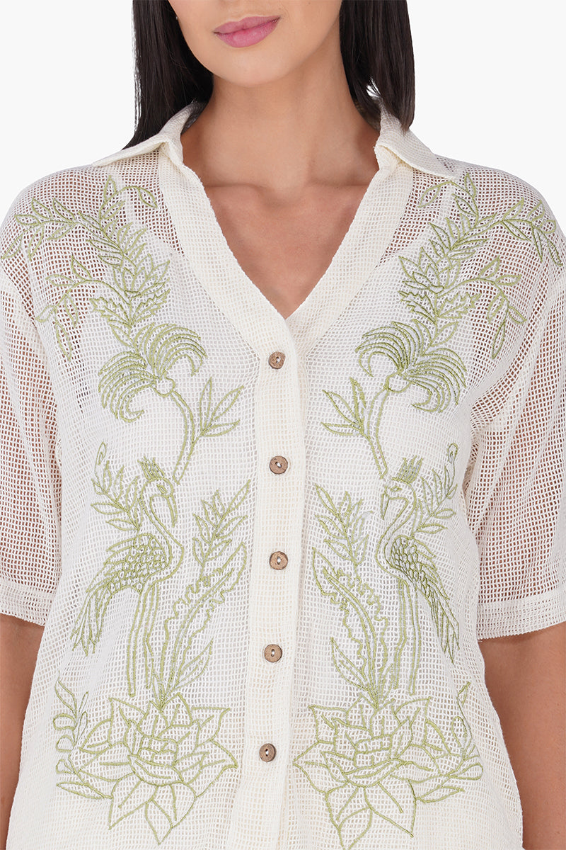 White Garden Muse Embroidered Lace Shirt