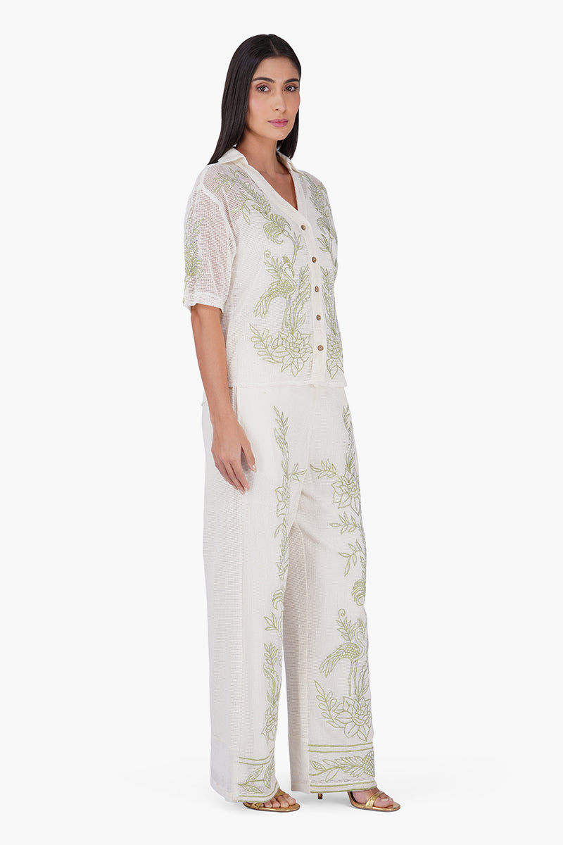 White Garden Muse Embroidered Lace Shirt | View 3