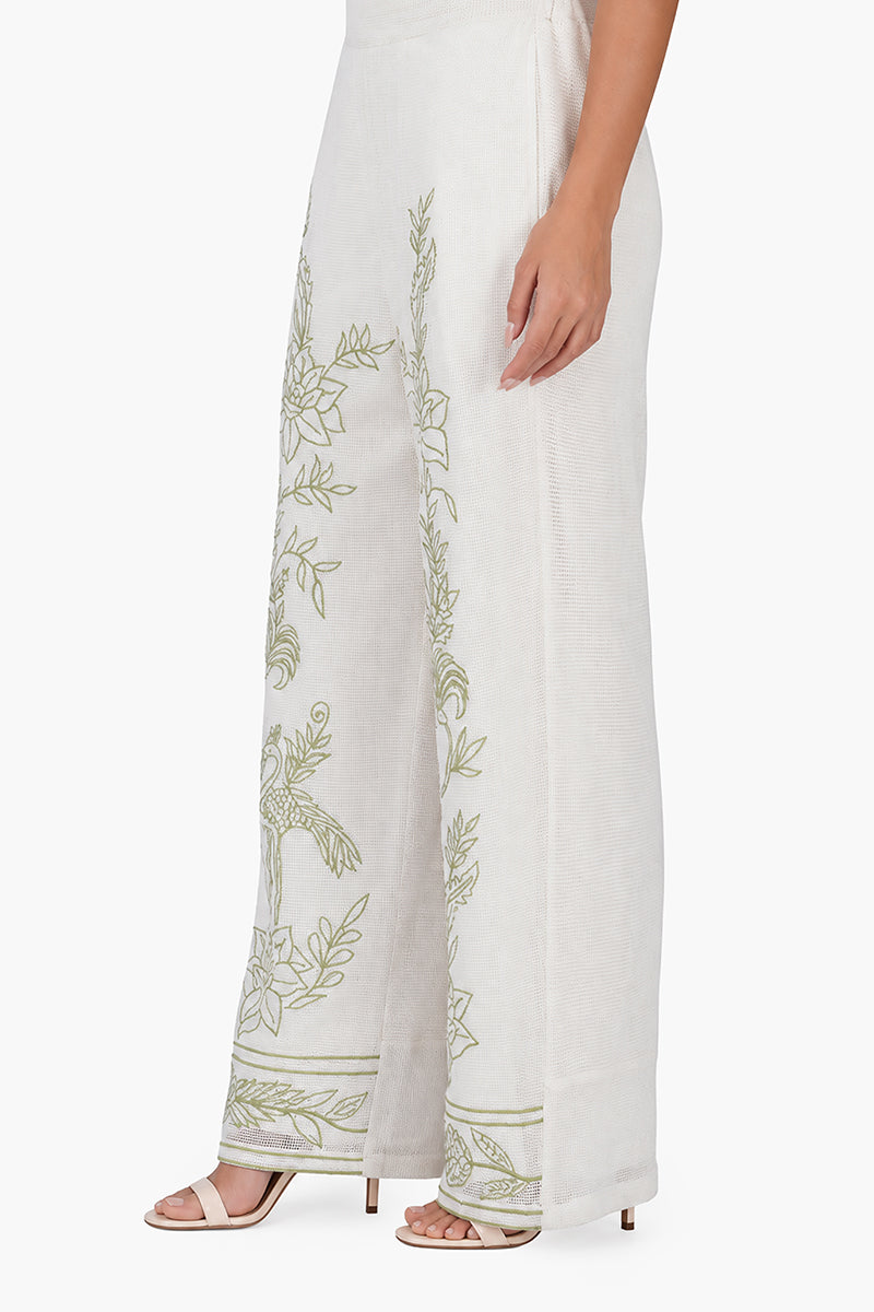 White Garden Muse Embroidered Lace Pants | View 3