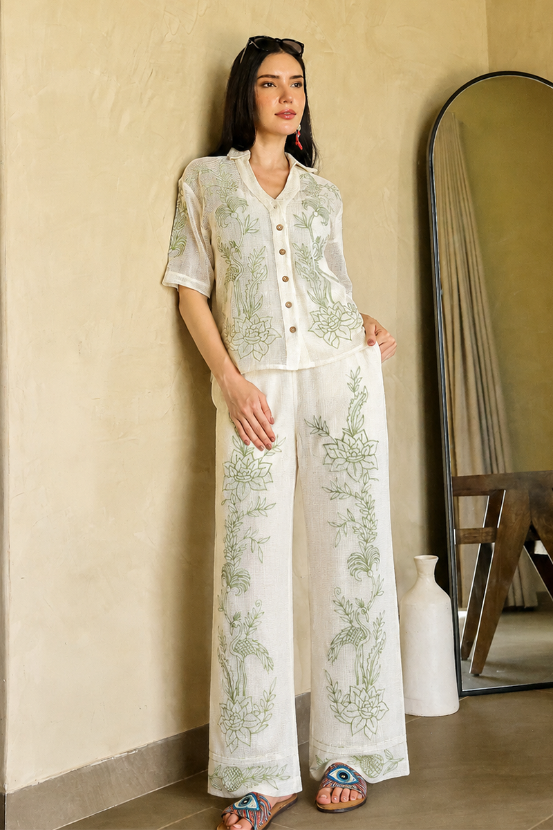White Garden Muse Embroidered Lace Pants | View 1
