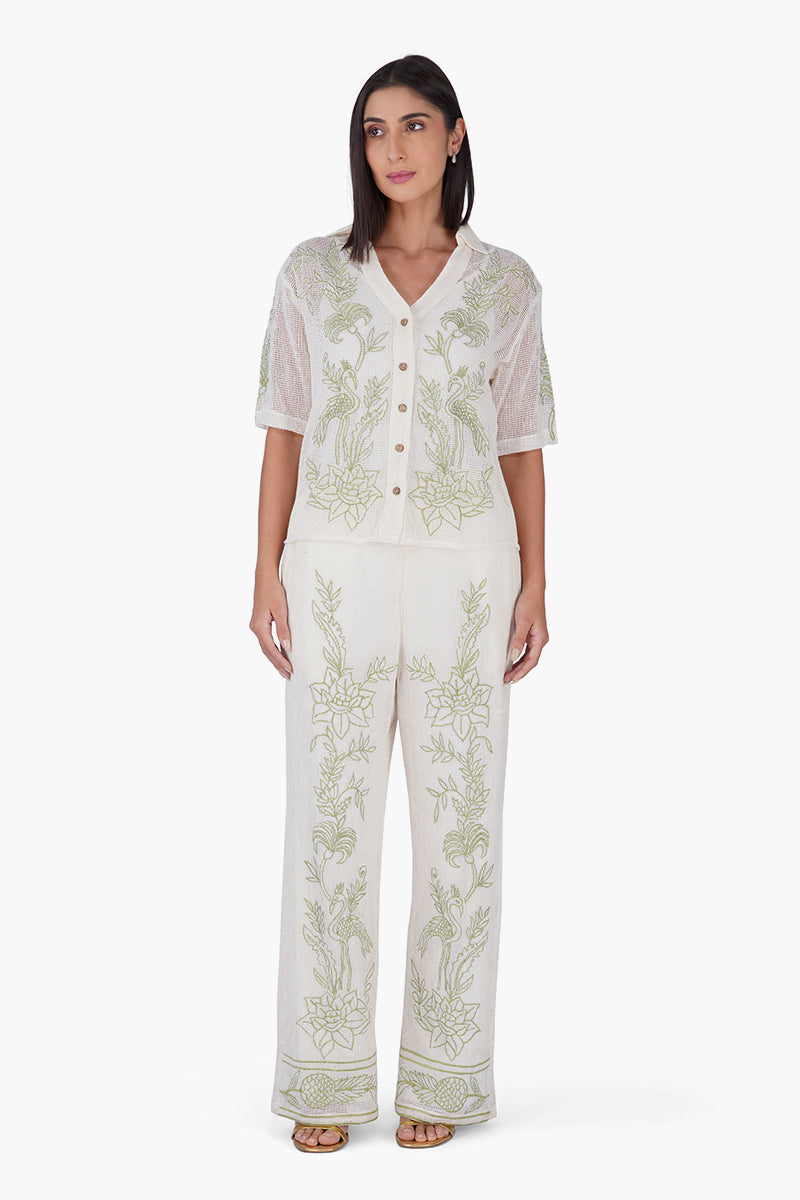 White Garden Muse Embroidered Lace Pants | View 2