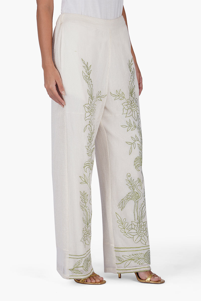 White Garden Muse Embroidered Lace Pants | View 3