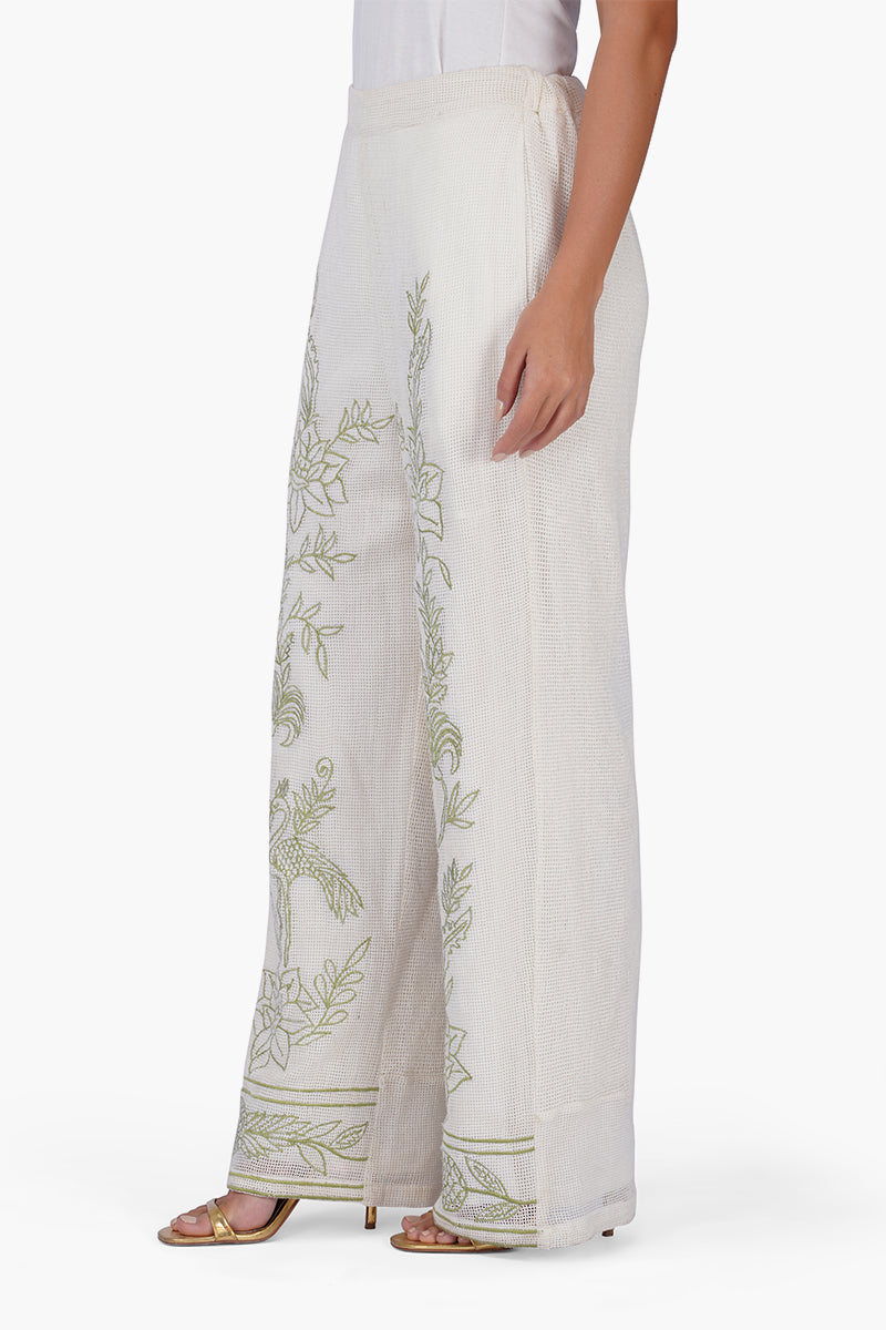 White Garden Muse Embroidered Lace Pants | View 4