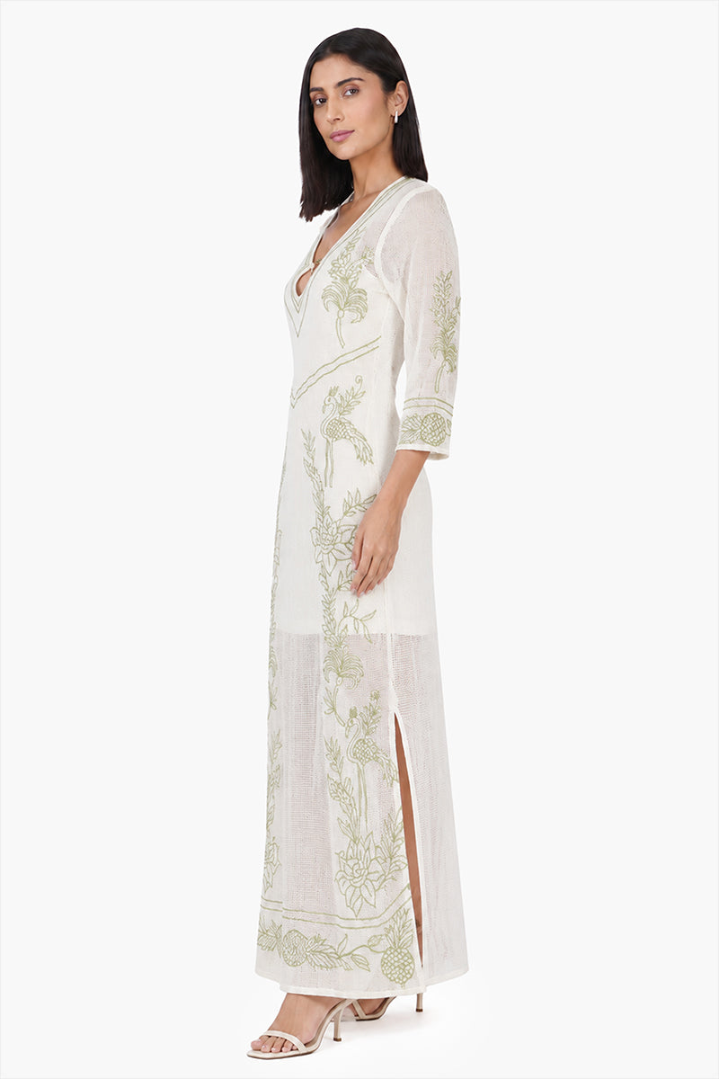 White Garden Muse Embroidered Lace Dress | View 3