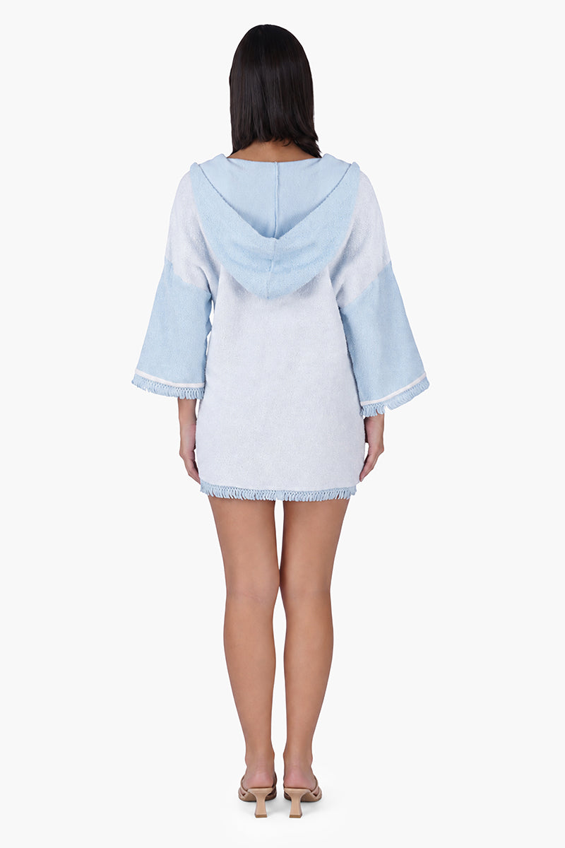 Blue Mariner Shell Hoodie Short Dress