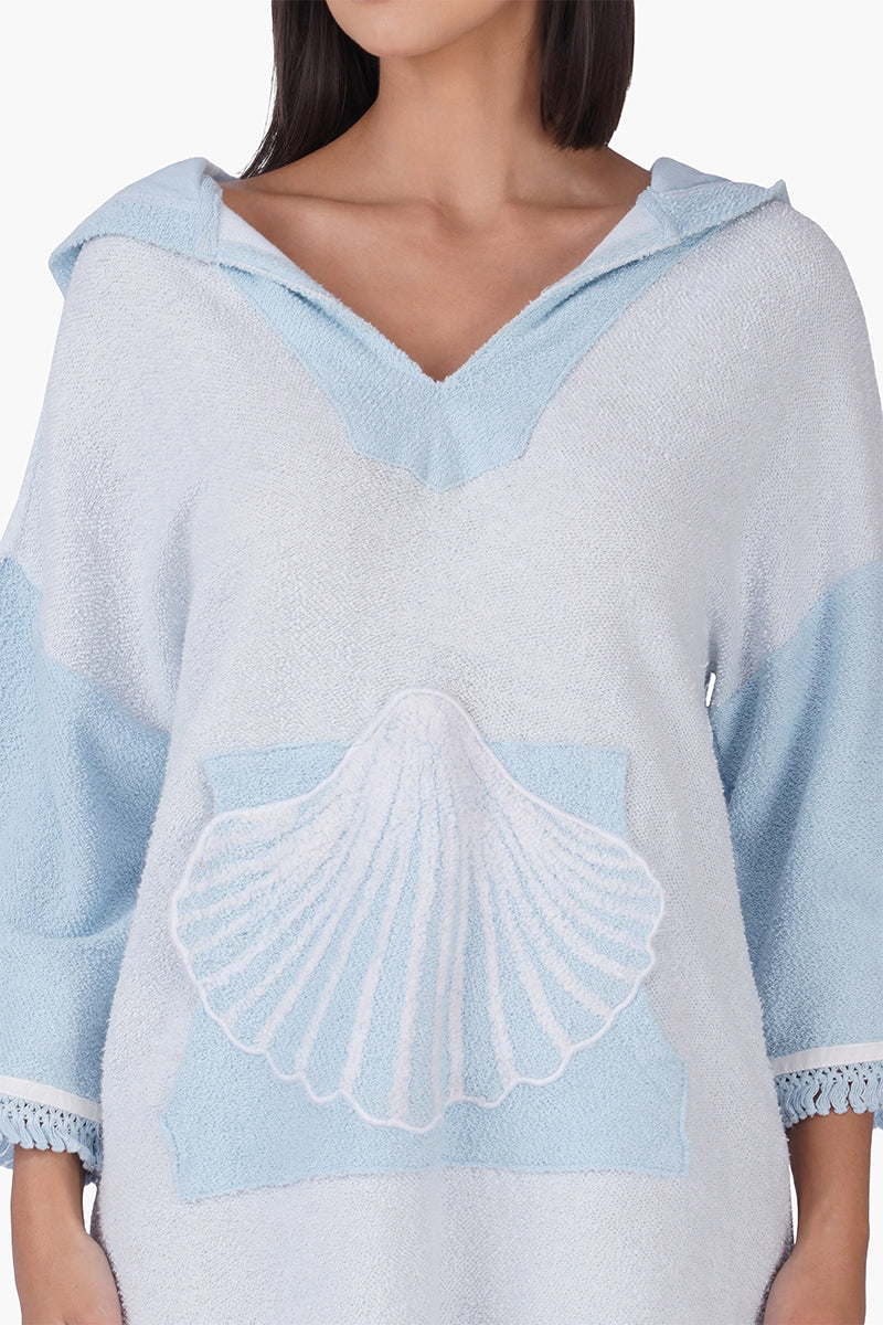Blue Mariner Shell Hoodie Short Dress