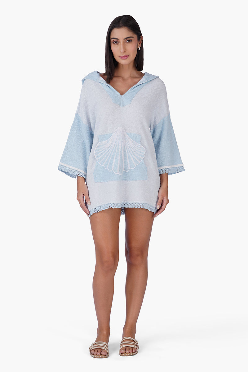 Blue Mariner Shell Hoodie Short Dress | View 6