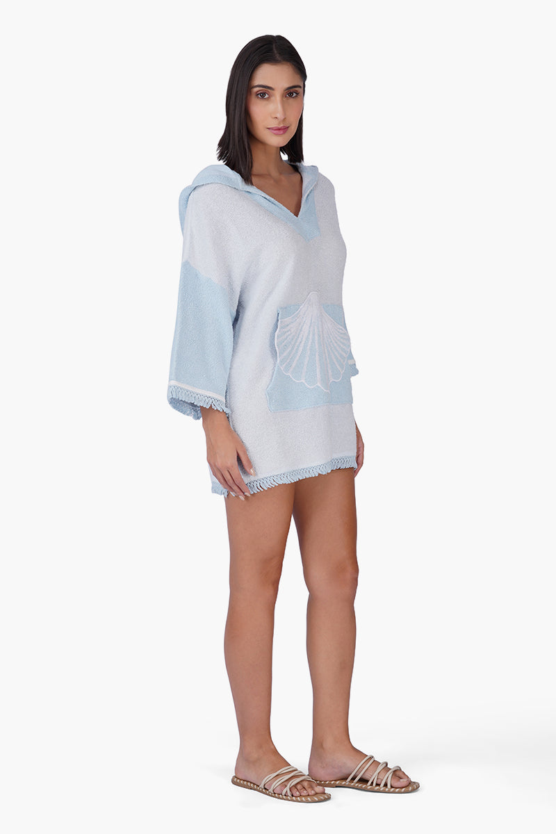 Blue Mariner Shell Hoodie Short Dress | View 3
