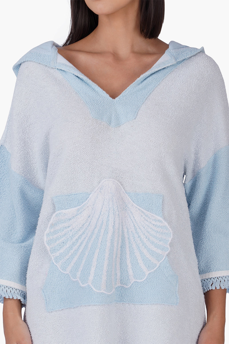 Blue Mariner Shell Hoodie Short Dress