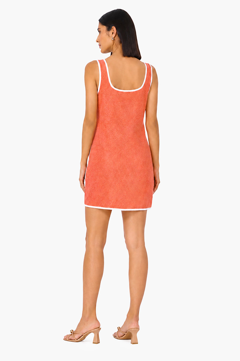 Coral Midsummer Terry Embroidered Slip On Dress | View 5