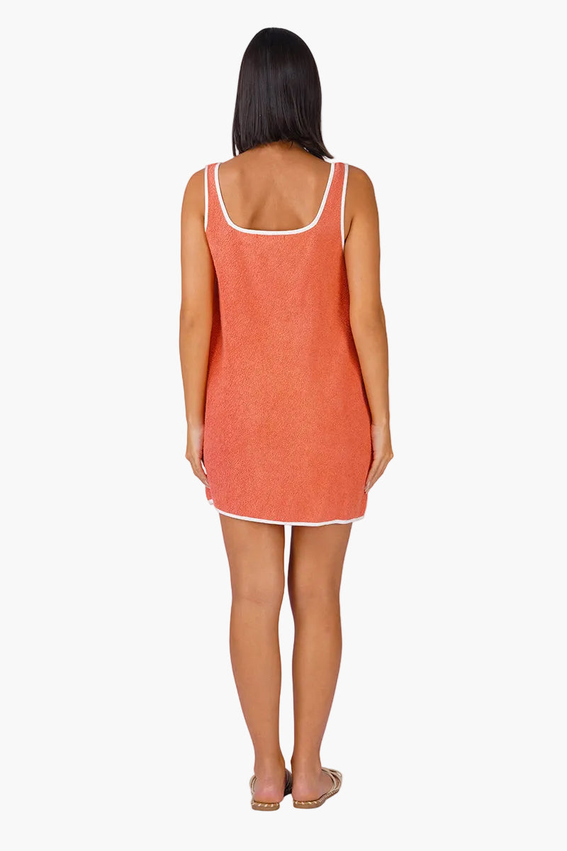 Coral Midsummer Terry Embroidered Slip On Dress | View 5